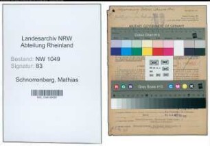 Entnazifizierung Mathias Schnorrenberg , geb. 01.09.1889 (Haendler)