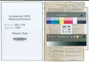 Entnazifizierung Ruth Tillmann , geb. 24.06.1911 (Geschaeftsinhaberin)
