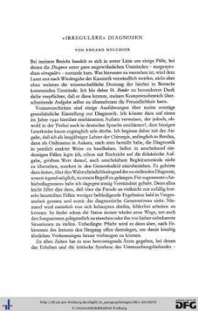 Eduard Melchior: "Irreguläre" Diagnosen