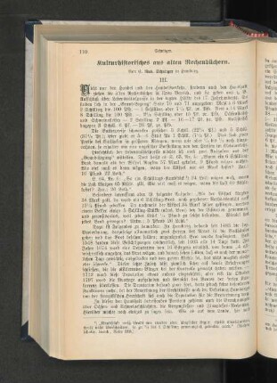 Kulturhistorisches aus alten Rechenbüchern. III.