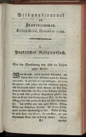 Eilftes Stück, November 1788