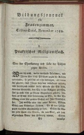 Eilftes Stück, November 1788