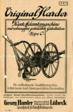 Original Harder Kartoffelerntemaschine mit reibungsfrei gesteuerten Gabelhülsen "Type C"