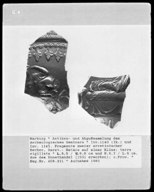 Fragmente zweier arretinischer Gefäße (Terra Sigillata)