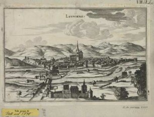 Ansicht von Louvière, Frankreich, Kupferstich, 1650