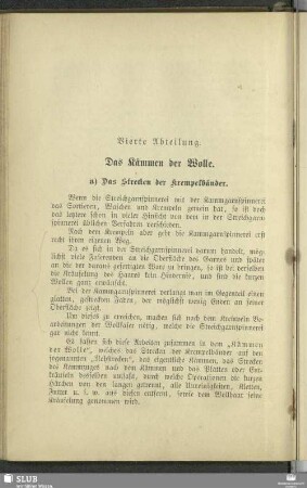 Vierte Abteilung. Das Kämmen der Wolle