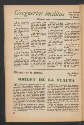 Origen de la flauta : Historias de la historia