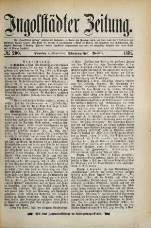 Ingolstädter Zeitung. 1881,9/12 = Jg. 10
