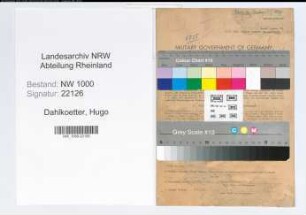 Entnazifizierung Hugo Dahlkoetter, geb. 15.07.1898 (Postinspektor)