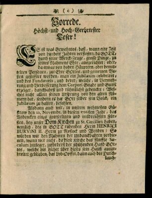 Vorrede. Höchst und Hoch-Geehrtester Leser!