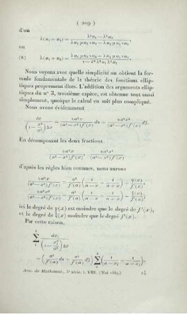 Sur l'addition des intégrales elliptiques de premiére deuxième et troisième espèce. [Fortsetzung]