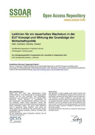 Leitlinien für ein dauerhaftes Wachstum in der EU? Konzept und Wirkung der Grundzüge der Wirtschaftspolitik