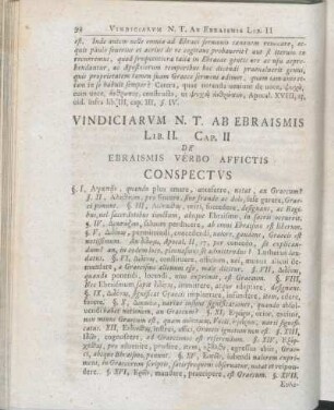 Cap. II De Ebraismis Verbo Affictis Conspectvs