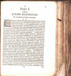 Pars I. Exhibens Aurum Historicum. De inventione & usu coronarum. §. I. [bis §. VIII.]