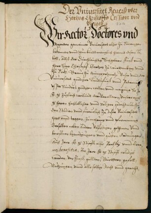 Der Universitet Revers uber Hertzog Christoffs Cession und Ubergab [der Stiftspropstei] vom 05.08.1562.
