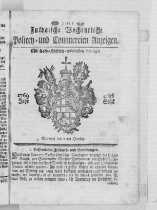 41tes Stück, Ausgabe vom 11. Oktober 1769