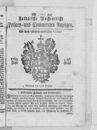 41tes Stück, Ausgabe vom 11. Oktober 1769