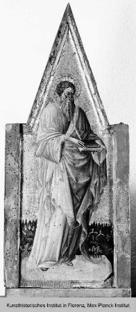 Triptychon mit Aufsätzen: Maria mit dem Kind, Johannes dem Täufer und dem seligen Pietro Crisci : linker Aufsatz: Heiliger Bartholomäus