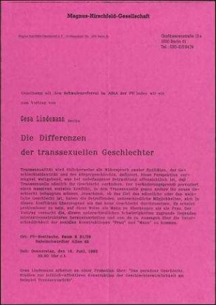 Die Differenzen der transsexuellen Geschlechter