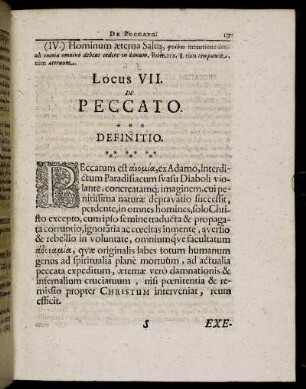 Locus VII. De Peccato.