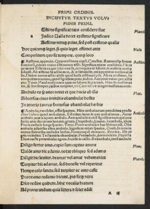 Incipitur Textus Voluminis Primi.