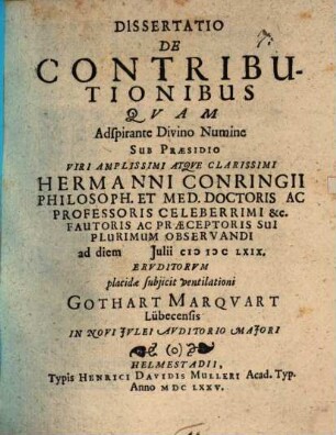 Dissertatio De Contributionibus