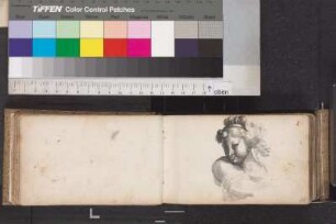 Illustration (Grisaille) ohne Unterschrift: Portrait einer jungen Frau; Blatt 1