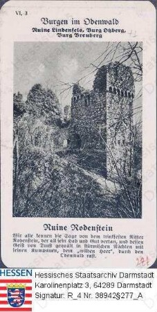 Fränkisch-Crumbach, Burgruine Rodenstein / mit gedruckter Bildlegende