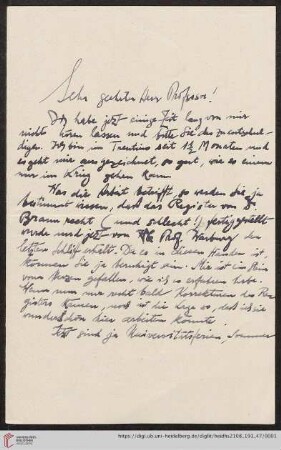 Brief von Fritz Saxl an Franz Boll