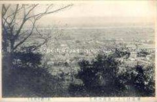Ansicht von Tokushima, Blick vom Burgberg auf Fluss