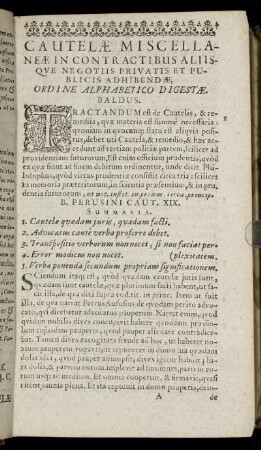 Cautelae Miscellaneae In Contractibus Aliisque Negotiis Privatis Et Publicis Adhibendae, Ordine Alphabetico Digestae