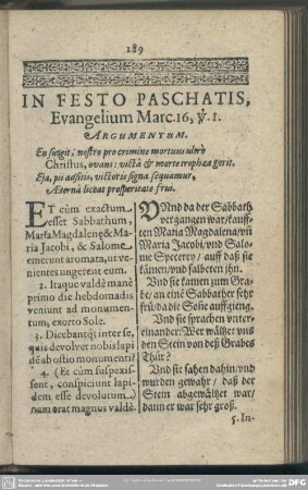 In Festo Paschatis, Evangelium Marc. 16, v. 1.