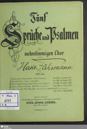 4: Herr, höre meine Worte : (aus Psalm 5.) : op. 34,4