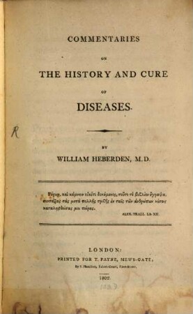 Commentaries on the history and cure of diseases