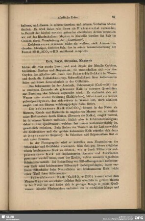 Kalk, Baryt, Strontian, Magnesia