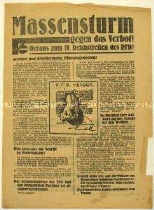 Aufruf des Roten Frontkämpferbundes zum 4. Reichstreffen am 27. Mai 1928 in Berlin und zur bevorstehenden Reichstagswahl