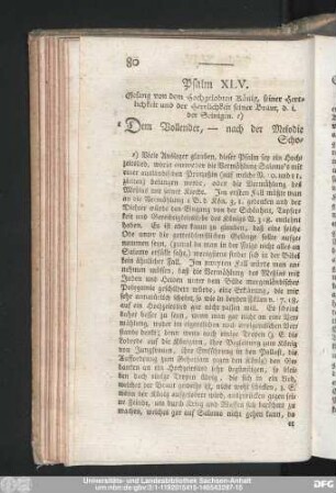 Psalm XLV. Gesang von dem Hochgelobten König, seiner Herrlichkeit und der Herrlichkeit seiner Braut, d. i. der Seinigen.