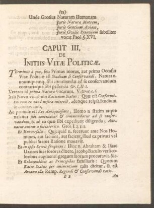 Caput III. De Initiis Vitae Politicae.