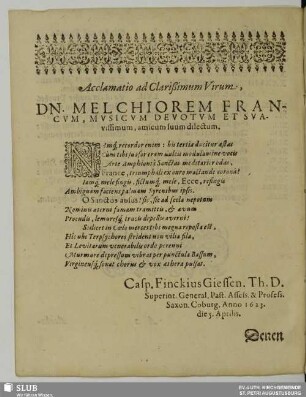 Acclamatio... [Ehrgedicht]