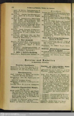 Vereine und Anstalten in alphabetischer Reihenfolge