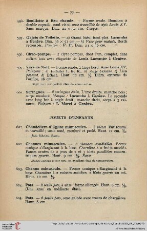 Jouetes d’enfants (Nr. 601-607)