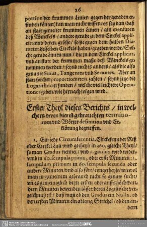 Ertser Theyl dieses Berichts