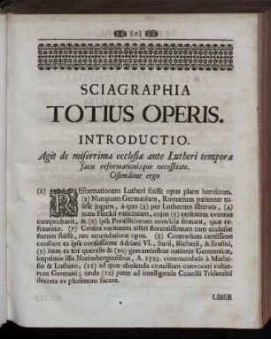 Sciagraphia Totius Operis. Introductio.