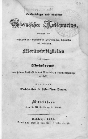 Ehrenbreitstein, Feste und Thal : historisch und topographisch dargestellt