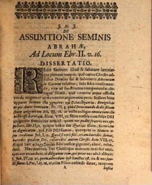 Dissertatio Theologica De Assumtione Seminis Abrahae : Ad Locum Ebr. II, vers. 16.
