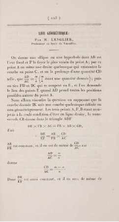 Lieu géométrique.