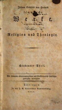 Johann Gottfried von Herder's sämmtliche Werke, [1],7. Zur Religion und Theologie ; 7, Salomo's Lieder der Liebe. Johannes Offenbarung