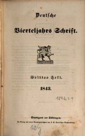 Deutsche Vierteljahrs-Schrift. 1843,3/4, 1843,3/4