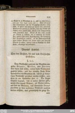 Viertes Kapitel. Von den Rechten, die aus dem Geschlechte herfließen.