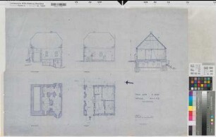 Oelde (Oelde) Haus Geist Torhaus - Bestandszeichnung Grundrisse, Ansichten, Schnitt 1962 1 : 100 58 x 83 Pause Staatshochbauamt Beckum Regierung Münster Nr. 34030